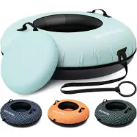 SereneLife Opblaasbare Sneeuw Slee - 102 cm Snow Tube Sneeuwband - Kunststof Bodem - Rubberen Binnenband - Met Handvaten - Oxford Cover en Trekriem - Licht Blauw