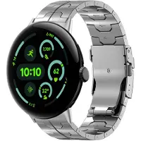 Strap-it Titanium 'Iron' bandje geschikt voor Google Pixel Watch 5 (45 mm) / 4 (45 mm) / 3 (45 mm) - Zilver