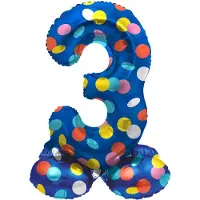 Folat - Staande folieballon Cijfer 3 Colorful Dots - 41 cm