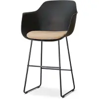 Nolon Nino-Liz barkruk zwart met nougatbruin Zitkussen - zwart onderstel - 75 cm