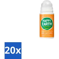 Happy Earth 20 x – Deodorant Roll-On – 100% Natuurlijk Rose Petitgrain – 75 ml - 100% Natuurlijk Deodorant - Roll-on Deodorant - Bloemige Geur - Frisse Geur - Anti-irritatie