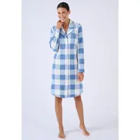 Damart - Lang nachthemd fleece Thermolactyl - Dames - Blauw - 38-40 (S)
