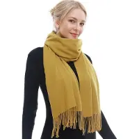 Karma Dames sjaal Winter Herfst – Warme Zachte Omslagdoek Shawl – 70 x 200 cm , mosterdgeel