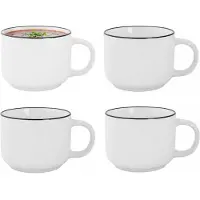 COSY&TRENDY Cosy en Trendy Soepkom Renee - 8x - wit - 14 x 8 cm - porselein - soep/saus kom - 480 ml