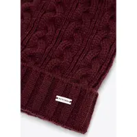 WITTCHEN - Dames Beanie - Vlecht en Pompom - Burgundy - Acrylic