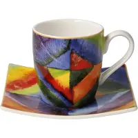 Goebel - Wassily Kandinsky | Kop en schotel Espresso Colour Study | Porselein - 10cm - 100ml - 2 stuks