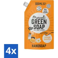 Marcel's Green Soap 4 x Marcel’s Green Soap – Handzeep Navulling – Sinaasappel & Jasmijn – 500 ml - Handzeep - Sinaasappel - Jasmijn - Natuurlijke Handzeep - Biologische Handzeep
