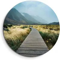 KitchenArt - Misty Valley Trail – Muurcirkel Binnen - ø 80 cm - Wandcirkel - Mét Ophangsysteem - Wanddecoratie - Muurdecoratie