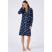 Damart - Thermolactyl nachthemd met knoopsluiting - Dames - Blauw - 54-56 (XXL)