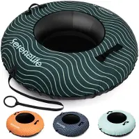 SereneLife Opblaasbare Sneeuw Slee - 112 cm Snow Tube Sneeuwband - PVC Bodem - Rubberen Binnenband - Met Handvaten en Trekriem - Groen