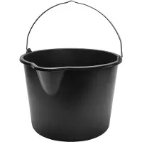 Garronda 5x 20L Robuuste met Uitloop - Bouwemmer van Slijtvast - PE met Metalen Handvat – Zwart - GD-GRE-BB