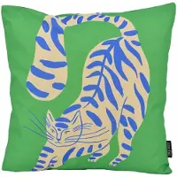 Gek op kussens! Green cat | 45 x 45 cm | kussenhoes | katoen/linnen