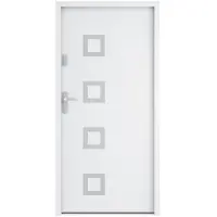 Vente-unique Voordeur van vol staal en inox H 207 x L 100 cm wit - 55 cm dikte - Draait rechts open - TIFANA