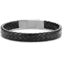 Frank 1967 Frank1967 - 7FB-0727 - Gevlochten Armband Zwart met Stalen Sluiting - Heren