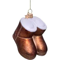 Vondels Kerstornament Glass Brown Suede Boots 7 cm