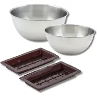 Zenker Set bestaande uit 2 chocoladevormen, 1 spatel , 2 mengkommen van roestvrij staal Fackelmann