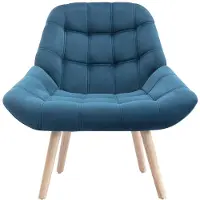 Vente-unique Fauteuil van blauwgroen fluweel - LUOSTO