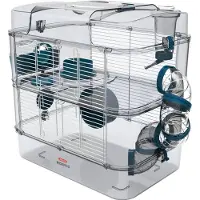 Zolux 2-story cage for hamsters, mice and gerbils - Rody3 duo - L 41 x D 27 x H 40.5 cm - Blue