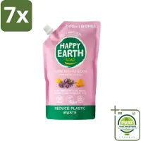 Happy Earth 7 x – Handzeep Navulling – 100% Natuurlijk Lavender Ylang – 600 ml - Grootverpakking - Natuurlijke Handzeep - Navulverpakking - Lavendel - Ylang - Vegan Handzeep