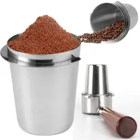 LONGZIMING -Koffiemaatbeker 51 mm – Roestvrijstalen Koffiepoederbeker voor Espressomachine – Met Handgrepen – Geschikt voor Thuis, Café en Theehuis