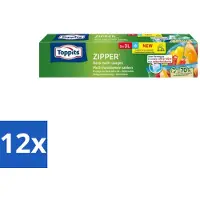Toppits – Zipper Multifunctionele Zakken – 3 Liter – 8 Zakjes - Voordeelverpakking - 12 stuks