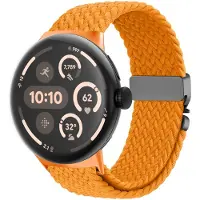 Strap-it nylon gevlochten bandje met P-Buckle aansluting geschikt voor geschikt voor Google Pixel Watch 3 45mm / Google Pixel Watch 4 45mm - Oranje