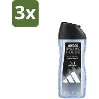 Adidas – Douchegel 3-in-1 – Dynamic Pulse – 250 ml - Bulkverpakking - 3 stuks