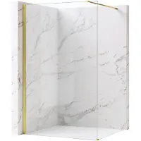 REA Flexi Transparent - Douchewand - Gouden - 70 Gehard Glas 8 mm (Transparant) - 120X70X195cm