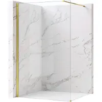 REA Flexi Transparent - Douchewand - Gouden - 90 Gehard Glas 8 mm (Transparant) - 120X90X195cm