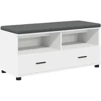 vidaXL Hallenbank Wit 100 x 38 x 46 cm Geengineerd Hout en Stof