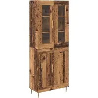 vidaXL Highboard 2 st Oudhout 69,5 x 34 x 180 cm Bewerkt hout