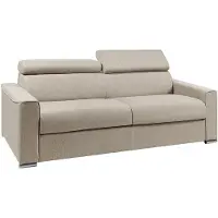 Vente-unique Vierzitsslaapbank express van beige stof - Bed van 160 cm met brede latten - Matras 22 cm met schuim met vormgeheugen VIZIR