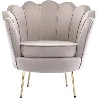Pascal Morabito Schelpvormige fauteuil van taupegrijs velours DANDELION