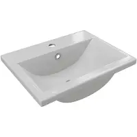 Vente-unique Rechthoekige inbouwastafel voor badkamer in keramiek - 71,5 cm - Wit - YASMAC II