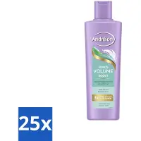 Andrélon 25 x – Shampoo – Volume Boost – 250 ml - Haar Volume - Fijn Haar - Futloos Haar - Kokos Shampoo - Aloë Vera Shampoo