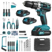 Yofidra Accuboormachine - 60Nm Accuboorschroefset - met 2x accu's & 53x Accessoires - 21V Boormachine - 25+3 Standen - 2 Snelheden - Gereedschapskit - voor Thuis & Klussen