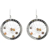 Behave - Geweven ronde oorbellen zwart bruin - Retro stijl - 5 cm