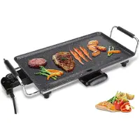 ROYAL SWISS Elektrische Grillplaat – 2000W Bakplaat 46x26 cm – Antiaanbaklaag – Verstelbare Thermostaat – Cool Touch Handgrepen – Vaatwasserbestendig