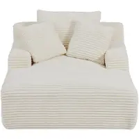 Vente-unique Ligbank in beige fluweel stof met brede ribbels - DONILIA