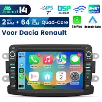 Hexinex Quad-Core autoradio Geschikt voor Renault Renault Dacia Duster Sandero Lada - Draadloos CarPlay, Android Auto, multimediaspeler, 2GB+64GB