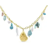 CO88 Collection - 8CN-26497 - Dames Ketting Zee Bedels & Schelp Goudkleurig - Roestvrij Staal (RVS) - Verstelbare Ketting 40 + 6 cm - Cadeau voor Haar