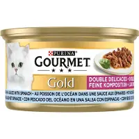 Gourmet Gold Luxe Mix - 24 x 85 g - Zeevis & Spinazie - Kattenvoer Natvoer