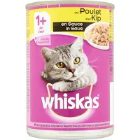 Whiskas blik adult brokjes in saus kip - 12x400 gr - Kattenvoer