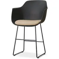 Nolon Nino-Liz barkruk zwart met nougatbruin Zitkussen - zwart onderstel - 65 cm