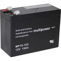 Multipower PB-12-10-6,35 Loodaccu 12 V 10 Ah Loodvlies (AGM) (b x h x d) 151 x 118.5 x 65 mm Kabelschoen 6.35 mm Cyclusbestendig, Onderhoudsvrij, Geringe
