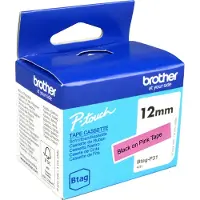 Brother Btag-P31 niet-gelamineerde tape zwart op roze 12 mm (origineel)
