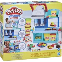 Play-Doh Kitchen Creations Busy Chef's Restaurant Speelset 2-zijdige speelkeukenset Koken voorschools speelgoed Kinderen Kunst en handwerk Vanaf