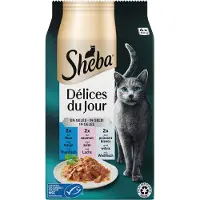 Sheba Délices du Jour met tonijn, zalm en witvis in gelei natvoer kat Per 3