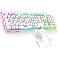 SPIRIT OF GAMER Gamingpakket – Draadloos Azerty Fr-toetsenbord Met Rgb + Muis 4800 Dpi, Oplaadbaar, Aluminium – Compatibel Met Pc/ps4/ps5/xbox – Wit