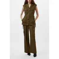 French Connection Florence Twill Waistcoat Khaki Size: 10 | Vests Outlet | Dames | Bruin